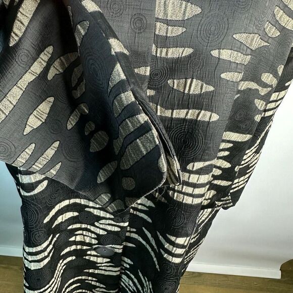 Damee Inc Textured Button Jacket Black Mandarin Collar A-line Lagenlook Size M - Picture 3 of 10